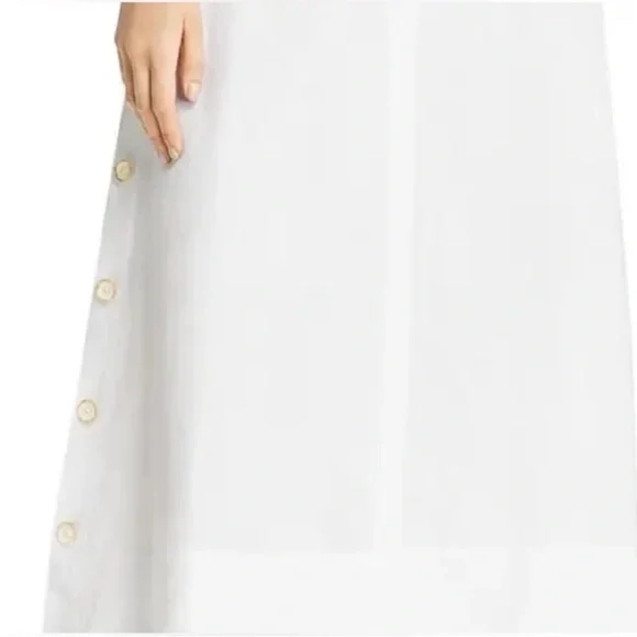 NWOT Nic + Zoe Women's Front Runner Linen Blend MIDI a Line Skirt White - Picture 3 of 5